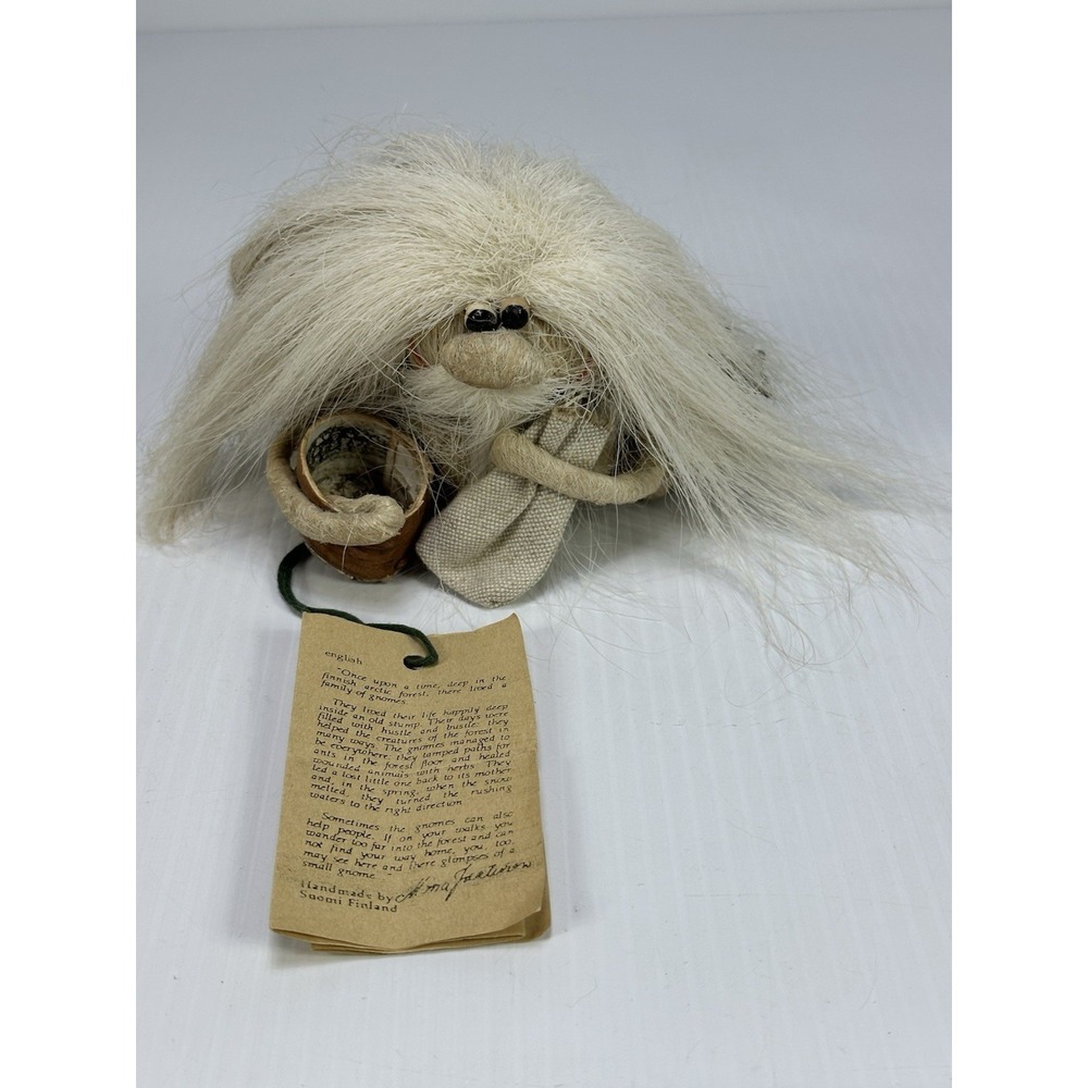 VTG Handmade Finnish Gnome Troll Doll Pinecones Birch Bark Basket Finland‎ Art